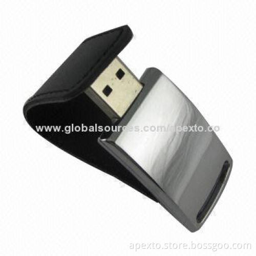 Leather USB Flash Drive, Comes with Plug-and-play Function, Anti-shock and Moisture-resistant